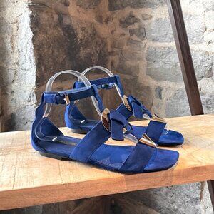 Louis Vuitton Medallion V 2015 Royal Blue Suede Sandals